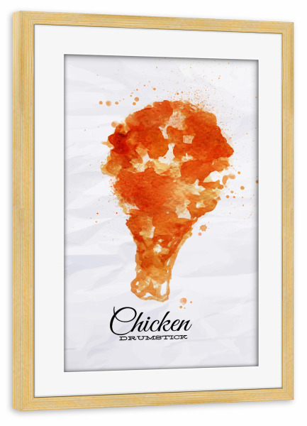 Poster mit Rahmen kiefer "Chickeb drumstick" artboxONE - Typografie,Essen & Trinken,Schwarzweiß