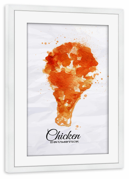 Poster mit Rahmen weiß "Chickeb drumstick" artboxONE - Typografie,Essen & Trinken,Schwarzweiß