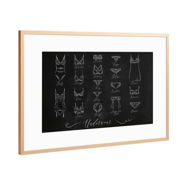 Poster mit Rahmen Kupfer "Underwear classic chalk" artboxONE - Schwarzweiß,Fashion,Für Mama