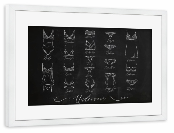 Poster mit Rahmen weiß "Underwear classic chalk" artboxONE - Schwarzweiß,Fashion,Für Mama