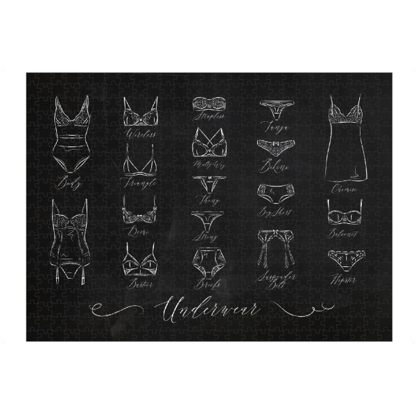 Puzzle Ravensburger "Underwear classic chalk" artboxONE - Schwarzweiß,Fashion,Für Mama