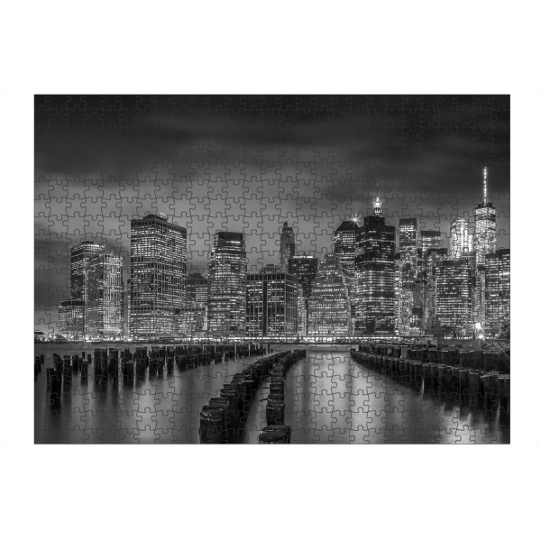 Puzzle Ravensburger "MANHATTAN SKYLINE Am Abend" artboxONE - Städte,Städte / New York,Reise,Schwarzweiß,Architektur,Reise / Länder