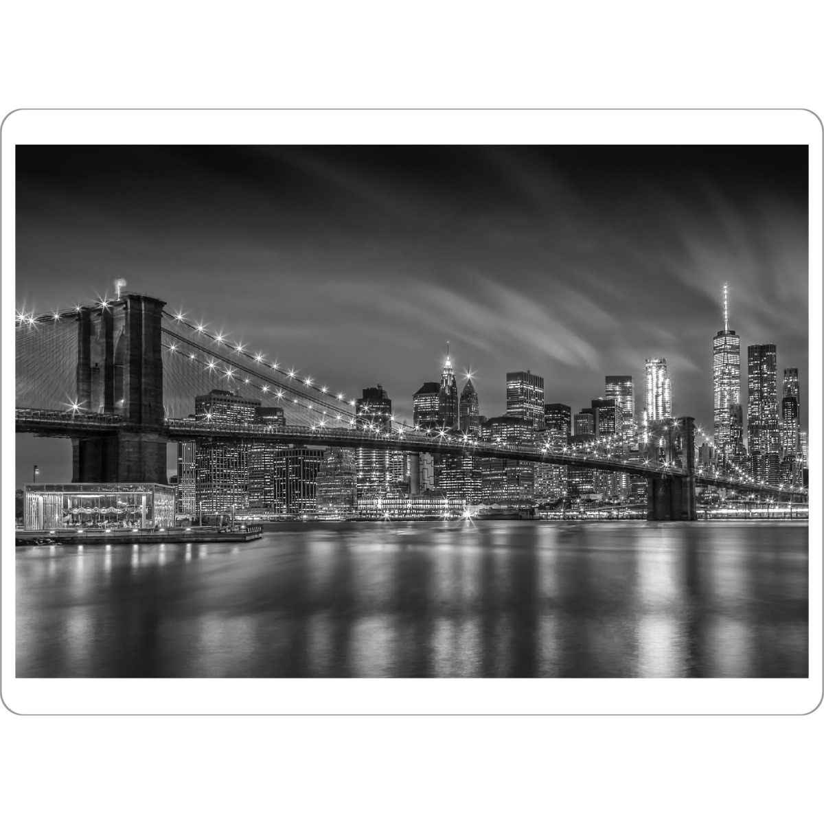 Tischset "BROOKLYN BRIDGE Nachtimpression" artboxONE - Städte,Städte / New York,Reise,Schwarzweiß,Architektur,Reise / Länder
