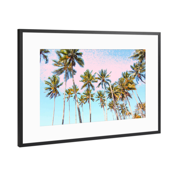 Poster mit Rahmen Schwarz (Metallic) "Coconut Palms" artboxONE - Natur