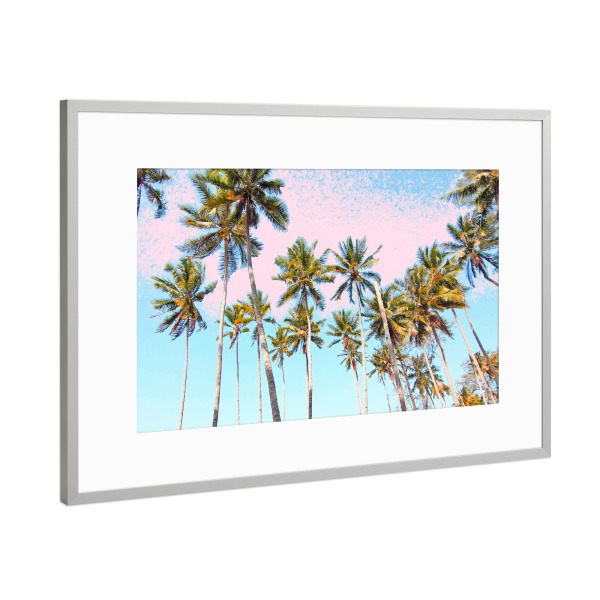 Poster mit Rahmen Silber "Coconut Palms" artboxONE - Natur