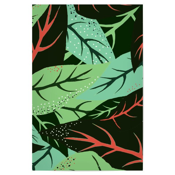 Poster "Der dunkle Dschungel" artboxONE - Natur - Muster,Blätter,Natur,Grün,Grün,Dunkel,Exotisch,Tropisch,Rot,Schwarz