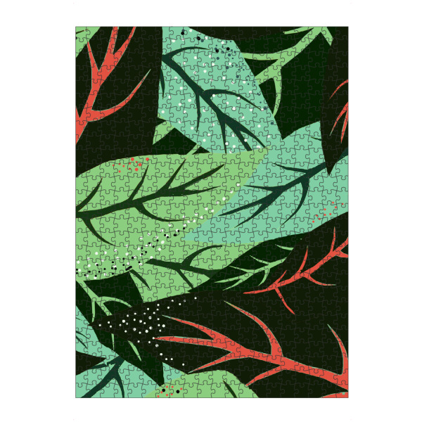 Puzzle Ravensburger "Der dunkle Dschungel" artboxONE - Natur - Muster,Blätter,Natur,Grün,Grün,Dunkel,Exotisch,Tropisch,Rot,Schwarz - Bild muster