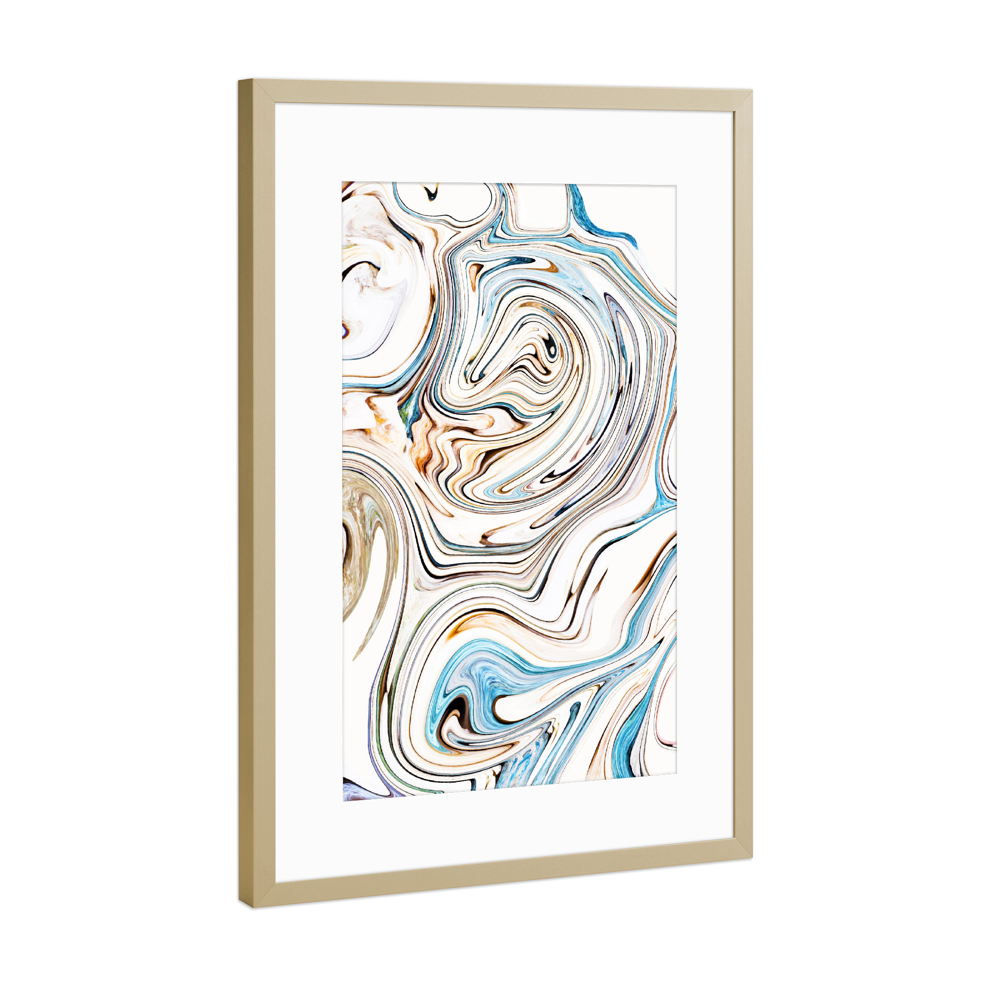 Poster mit Rahmen Gold "Land & Ocean" artboxONE - Abstrakt,Marmor