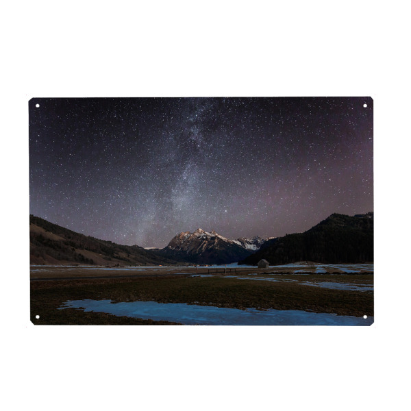 Metall Poster "Fluebrig" artboxONE - Natur - Sterne,Himmel,Nacht,Milchstrasse,Schweiz,Landschaft,Berge - Blechschild