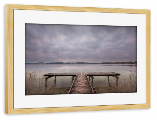 Poster mit Rahmen kiefer "Steg #2" artboxONE - Natur,Architektur - Pfäffikon,See,Wasser,Landschaft,Schweiz