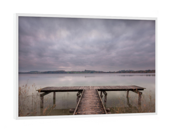 Poster mit weißem Rahmen "Steg #2" artboxONE - Natur,Architektur - Pfäffikon,See,Wasser,Landschaft,Schweiz