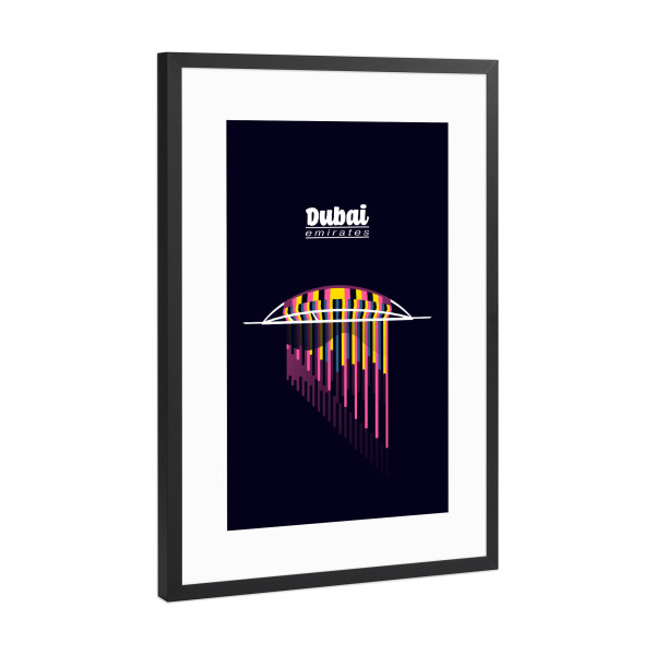 Poster mit Rahmen Schwarz (Metallic) "Dubai - Emirates" artboxONE - Städte,Typografie,Reise,Architektur,Reise / Asien,Städte / Dubai