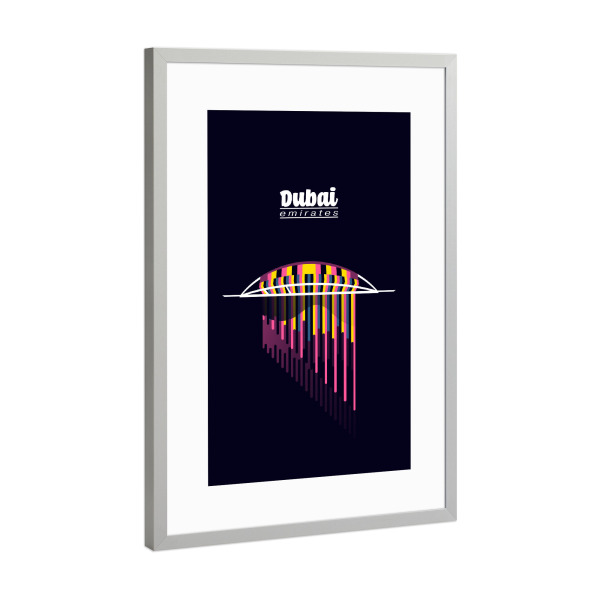 Poster mit Rahmen Silber "Dubai - Emirates" artboxONE - Städte,Typografie,Reise,Architektur,Reise / Asien,Städte / Dubai