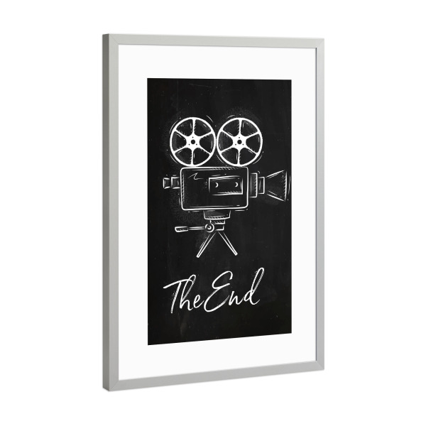 Poster mit Rahmen Silber "Camera the end chalk" artboxONE - Film,Schwarzweiß,Männer