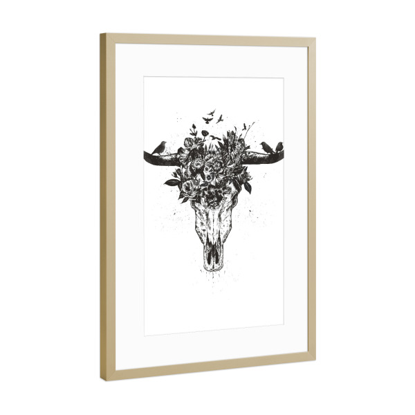 Poster mit Rahmen Gold "Dead summer (bw)" artboxONE - Tiere,Schwarzweiß