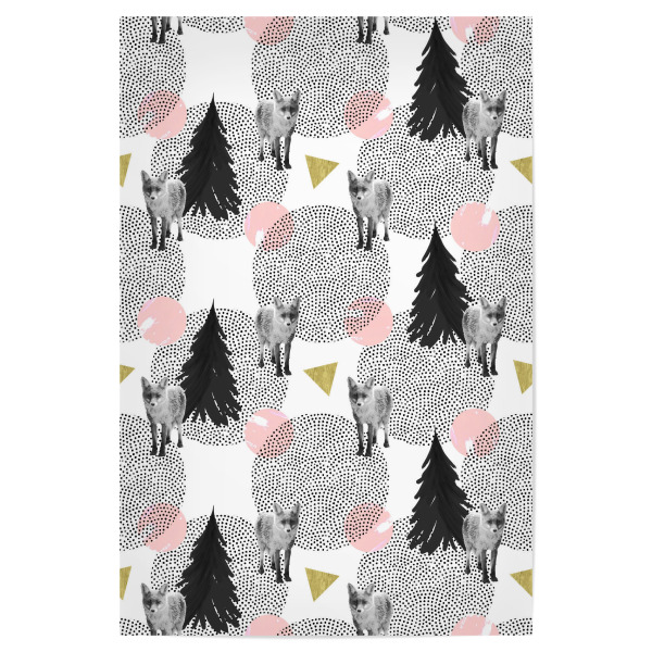 Poster 30x20 cm "Foxy Pattern" artboxONE - Tiere - Gold,Fox,Foxy,Forest,Wood,Tree,Polka dots,Pattern,White