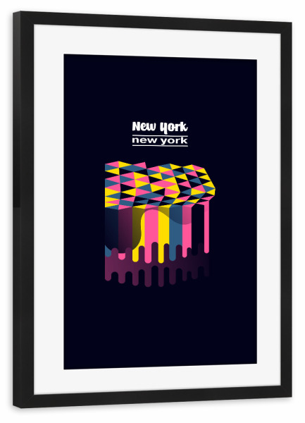 Poster mit Rahmen schwarz "New York - New York 3" artboxONE - Städte,Städte / New York,Typografie,Reise,Architektur,Geometrie