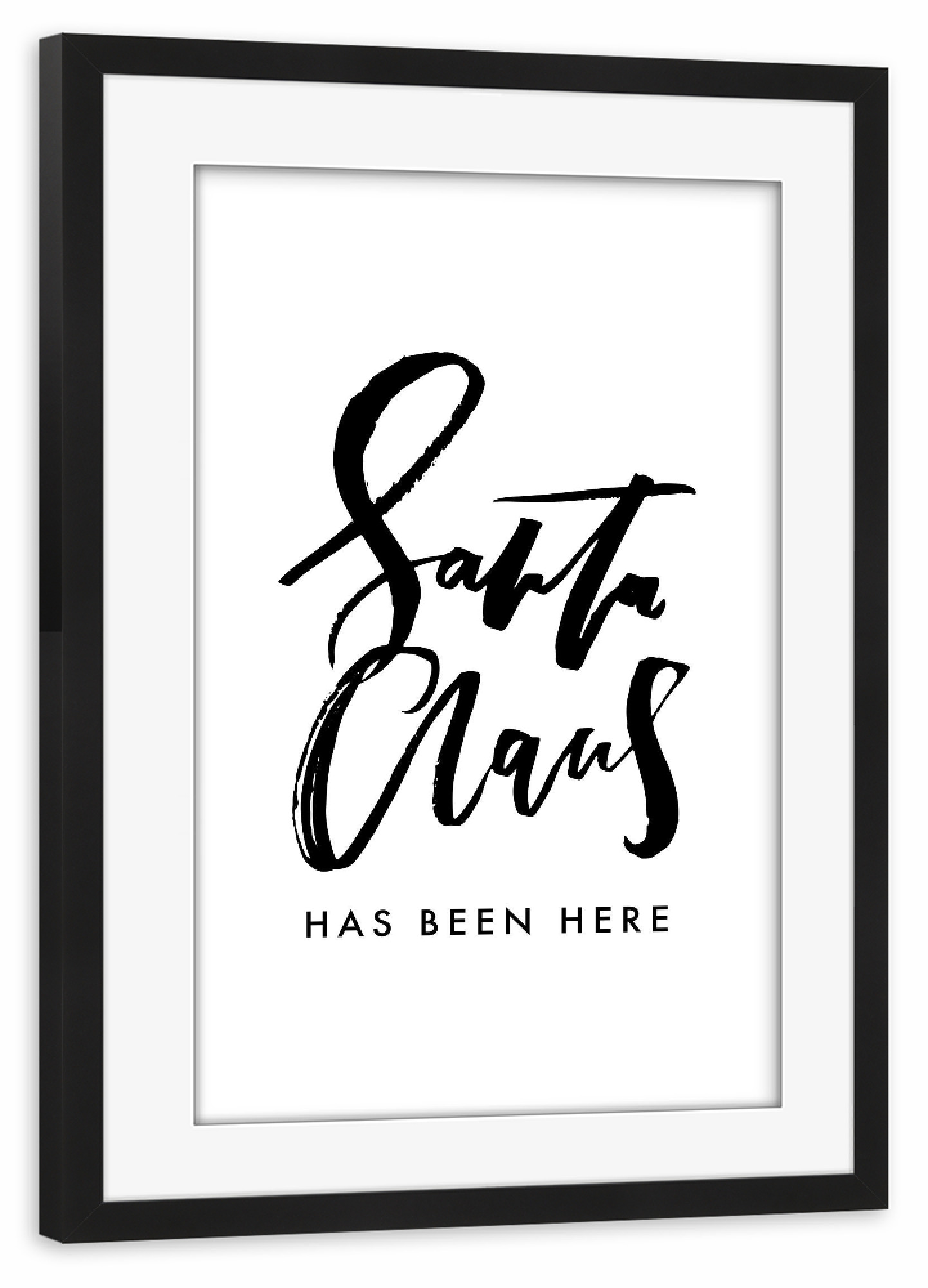 Poster mit Rahmen schwarz "Santa Claus Has Been Here" artboxONE - Schwarzweiß,Weihnachten