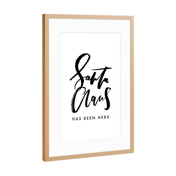 Poster mit Rahmen Kupfer "Santa Claus Has Been Here" artboxONE - Schwarzweiß,Weihnachten