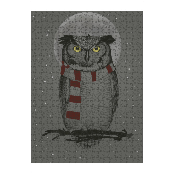 Puzzle Ravensburger "Winter owl" artboxONE - Tiere,Schwarzweiß,Weihnachten - Winter,Owl,Moon,Scarf,Cold,Christmas,Midnight - Bild winter