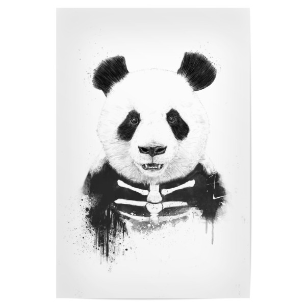 Poster 30x20 cm "Zombie Panda" artboxONE - Schwarzweiß,Männer,Halloween - Zombie,Panda,Halloween,Scary,Animal,Bear