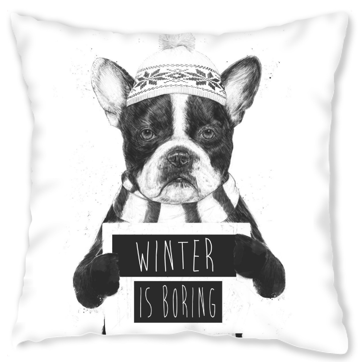 Design-Kissen "Winter is boring" artboxONE - Tiere,Schwarzweiߟ,Weihnachten,Lustig