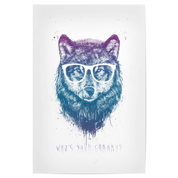 Poster 30x20 cm "Whos your granny" artboxONE - Tiere,Lustig - Wolf,Granny,Rotkäppchen,Red riding hood,Fairy tale