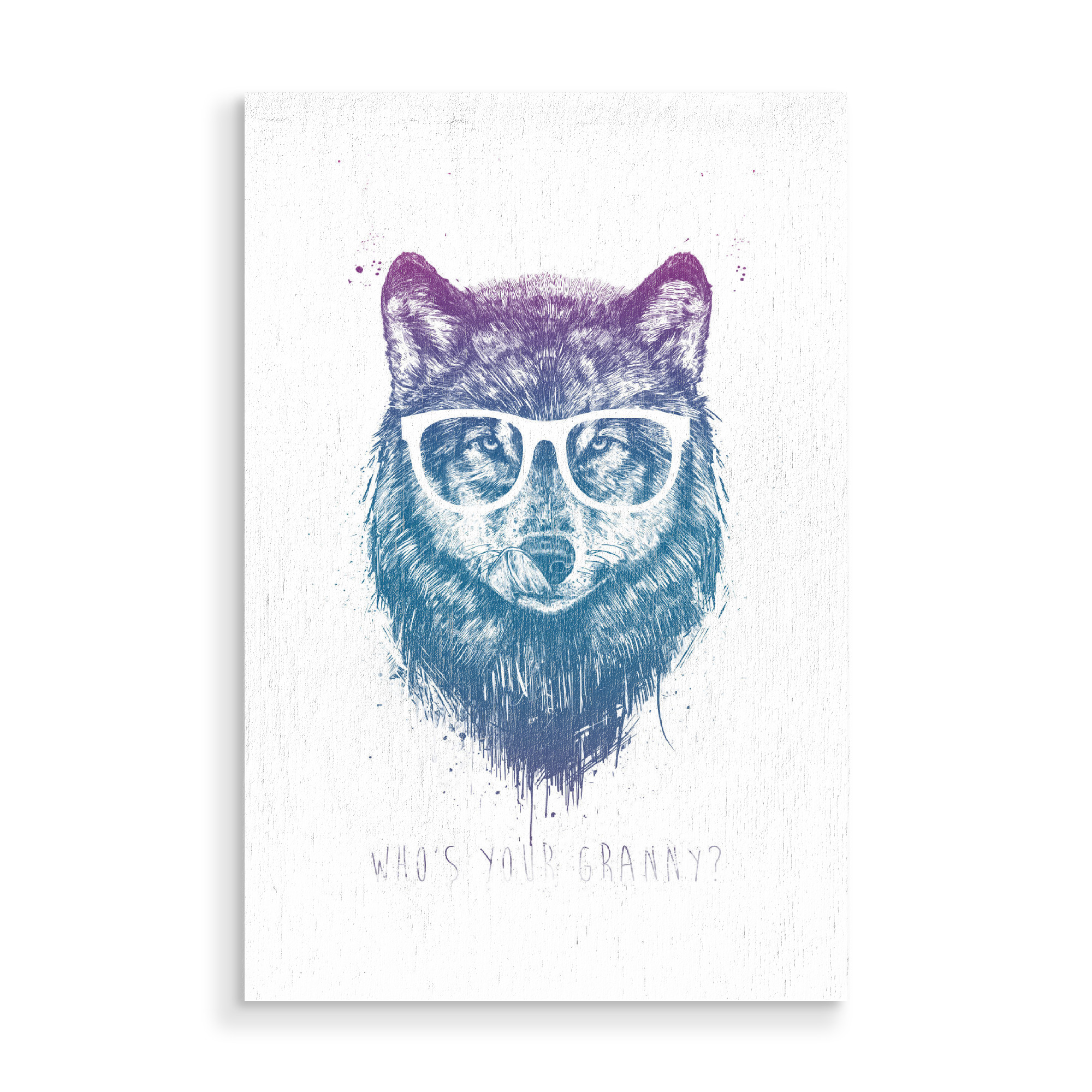 Holzbild "Whos your granny" artboxONE - Tiere,Lustig - Wolf,Granny,Rotkäppchen,Red riding hood,Fairy tale