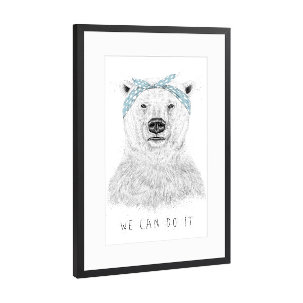 Poster mit Rahmen Schwarz (Metallic) "We can do it" artboxONE - Tiere,Schwarzweiß,Für Mama,Lustig