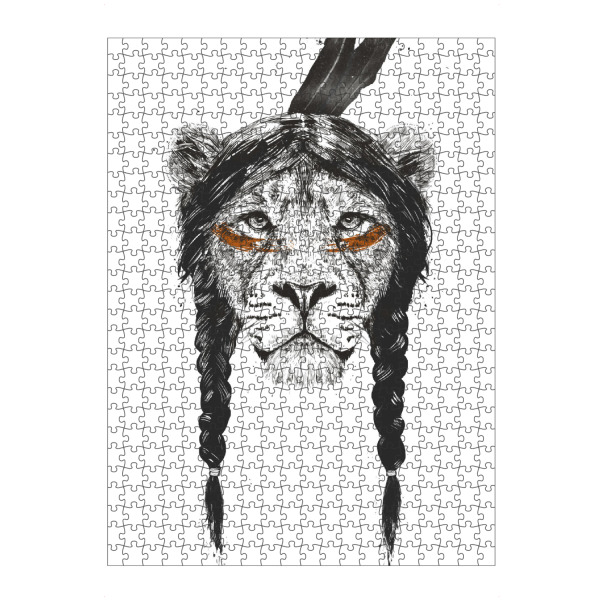 Puzzle Ravensburger "Warrior Lion" artboxONE - Tiere,Schwarzweiß,Männer,Festivals - Warrior,Lion,Jungle,Wild,Wild life,Fight,Male thing,Bad boy