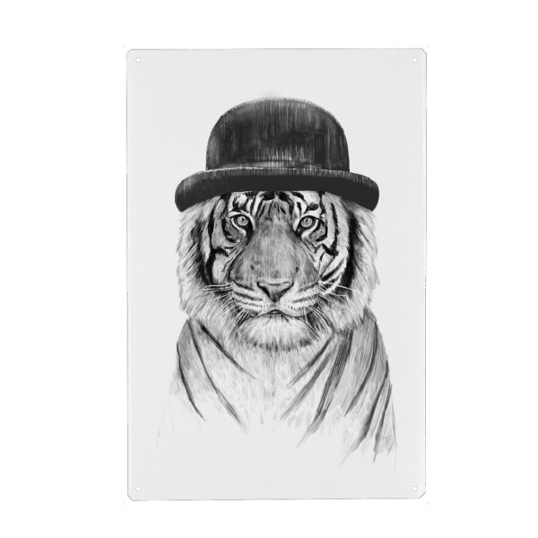 Holzbild "Welcome to the jungle" artboxONE - Tiere,Schwarzweiß,Für Papa,Männer - Jungle,Gentlemen,Hat,Tiger,Animal,Lion,Wildlife,Chic,Luxury