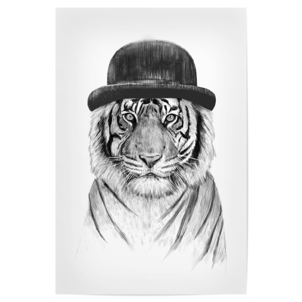 Poster "Welcome to the jungle" artboxONE - Tiere,Schwarzweiß,Für Papa,Männer - Jungle,Gentlemen,Hat,Tiger,Animal,Lion,Wildlife,Chic,Luxury