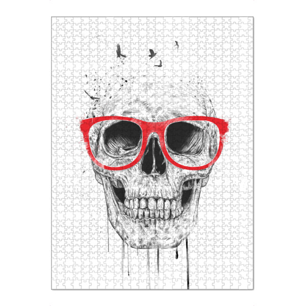 Puzzle Ravensburger "Skull with read glasses" artboxONE - Schwarzweiß,Männer,Halloween