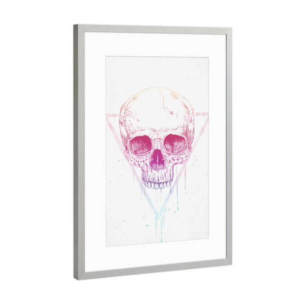 Poster mit Rahmen Silber "Skull in triangle" artboxONE - Männer,Halloween - Skull,Death,Heavy metal,Hipster,Bad boy,Hard rock,Rock and roll,Triangle