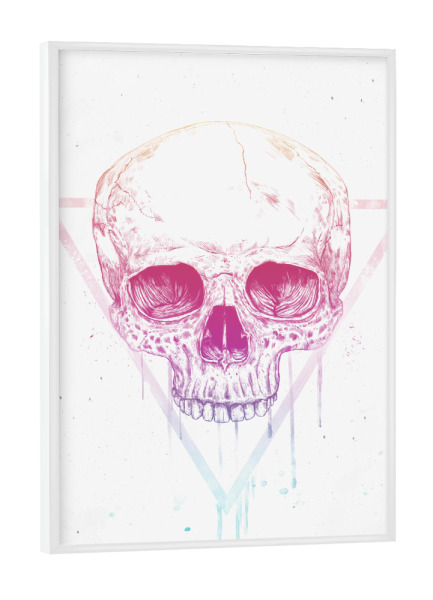 Poster mit weißem Rahmen "Skull in triangle" artboxONE - Männer,Halloween - Skull,Death,Heavy metal,Hipster,Bad boy,Hard rock,Rock and roll,Triangle