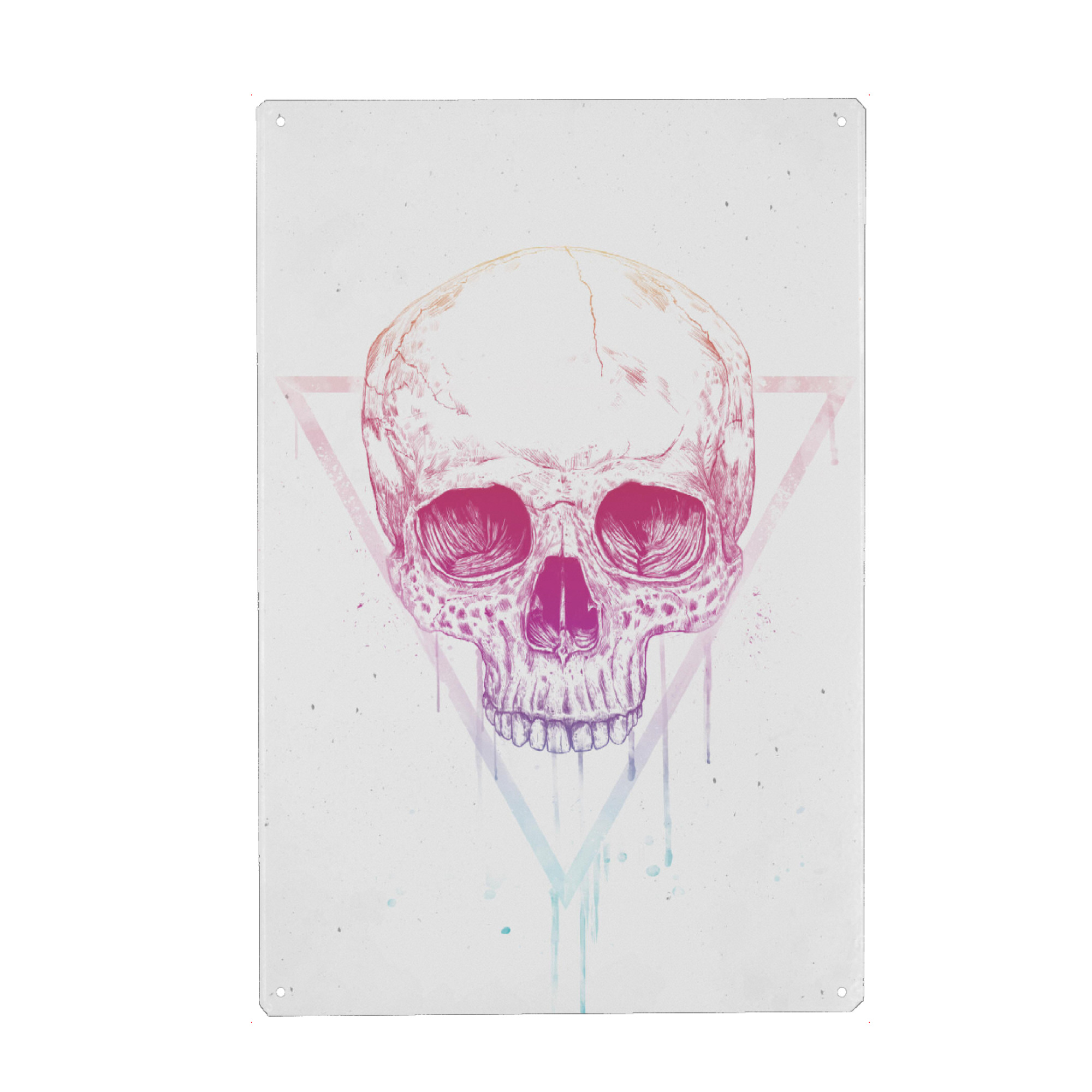 Holzbild "Skull in triangle" artboxONE - Männer,Halloween - Skull,Death,Heavy metal,Hipster,Bad boy,Hard rock,Rock and roll,Triangle