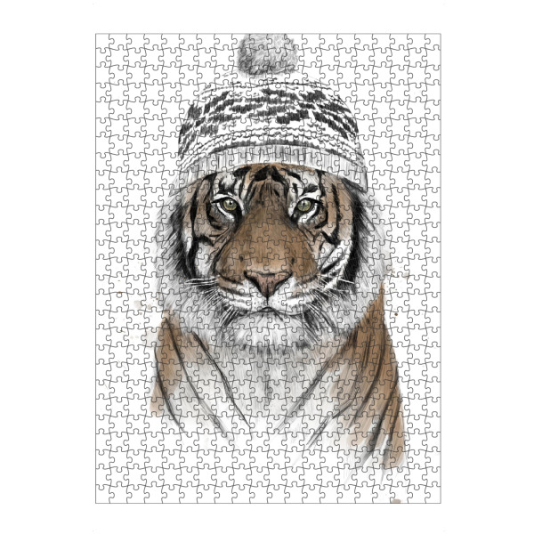 artboxONE Puzzle "Siberian Tiger" artboxONE - Tiere,Schwarzweiß,Weihnachten - Sibirian,Sibirien,Tiger,Winter,Weihnachten,Christmas,Mütze,Cold,Kalt