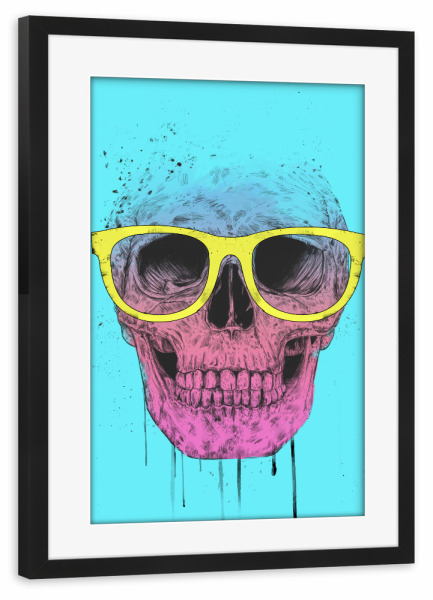Poster mit Rahmen schwarz "Pop Art Skull with glasses" artboxONE - Männer,Halloween - Totenkopf,Skull,Pop art,Halloween,Dead,Death