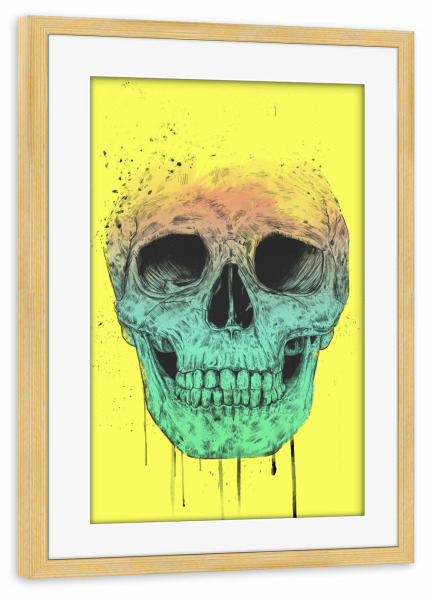 Poster mit Rahmen kiefer "Pop Art Skull" artboxONE - Männer - Totenkopf,Skull,Bunt,Colorful,Dead,Hipster,Dead,Festival