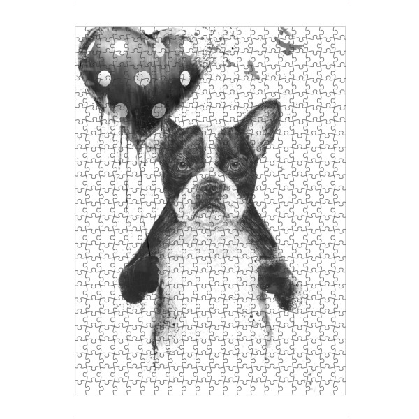 artboxONE Puzzle "My heart goes boom" artboxONE - Tiere,Schwarzweiß,Liebe - Liebe,Love,Französische bulldogge,French bulldog,Dog,Hund,Valentine