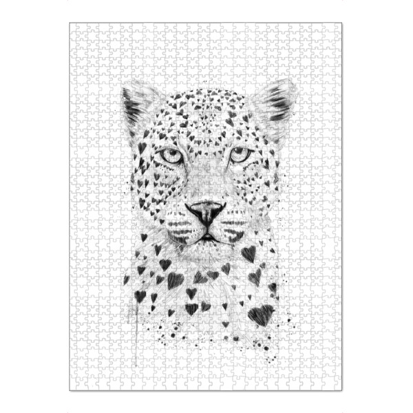 Puzzle Ravensburger "Lovely Leopard" artboxONE - Tiere,Schwarzweiß,Liebe - Leopard,Love,Liebe,Animal,Wild and free,Valentine - Bild leopard