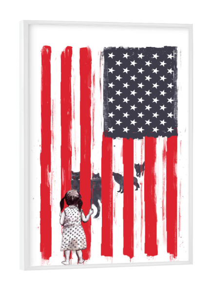 Poster mit weißem Rahmen "Little girl and wolves" artboxONE - Schwarzweiß,Männer