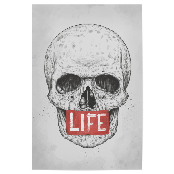 Poster 30x20 cm "Life" artboxONE - Schwarzweiß,Männer - Life,Skull,Totenkopf,Dead,Leben,Sterben,Lebendig,Tot,Männer,Hipster