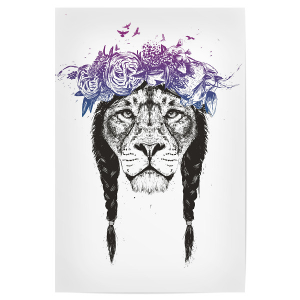 Poster 30x20 cm "King of Lions" artboxONE - Tiere,Schwarzweiß,Festivals,Lustig