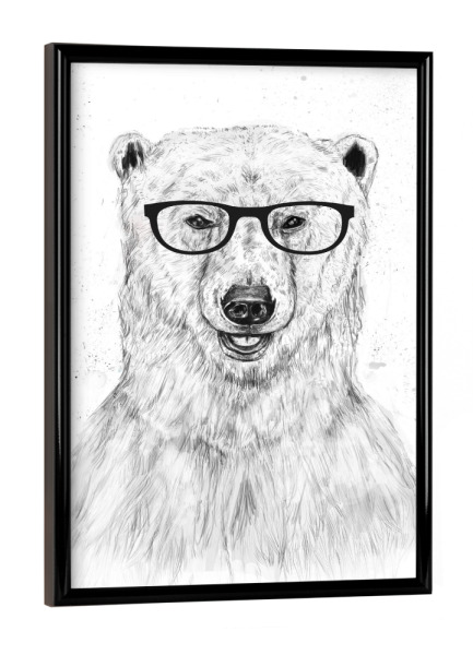 Poster mit schwarzem Rahmen "Geek Bear" artboxONE - Tiere,Schwarzweiß,Für Papa,Männer,Lustig - Bär,Bear,Brille,Nerd,Geek,Streber,Hipster,Cool guy