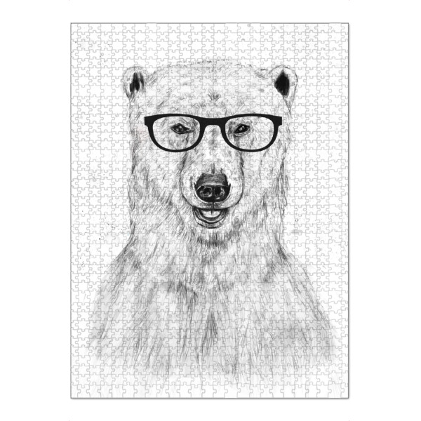 Puzzle Ravensburger "Geek Bear" artboxONE - Tiere,Schwarzweiß,Für Papa,Männer,Lustig - Bär,Bear,Brille,Nerd,Geek,Streber,Hipster,Cool guy - Bild bär