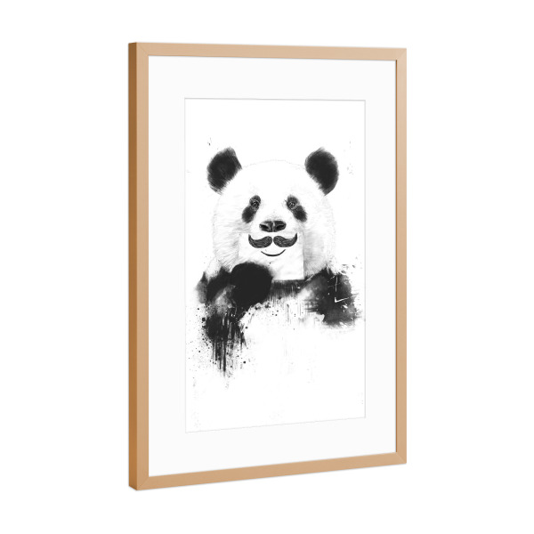 Poster mit Rahmen Kupfer "Funny Panda" artboxONE - Tiere,Schwarzweiß,Männer,Lustig - Panda,Lustig,Lachen,Funny,Panda bär,Bear,Cute,Süss