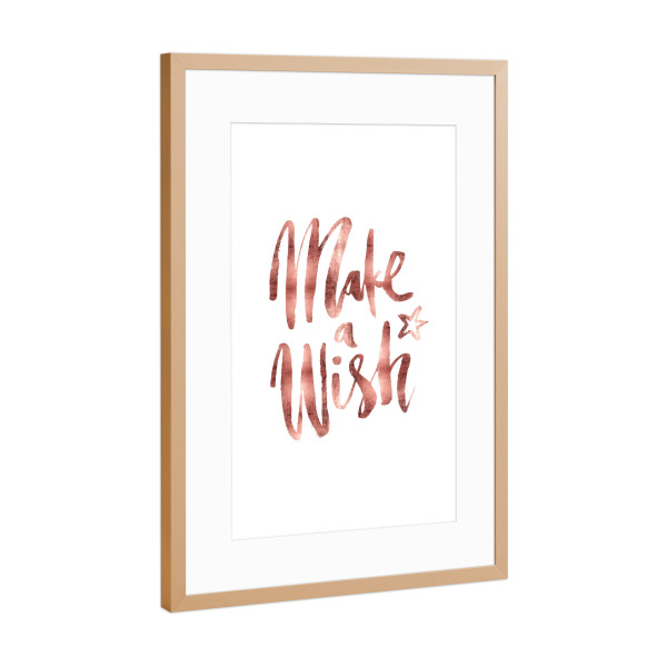 Poster mit Rahmen Kupfer "Make A Wish Rose Gold" artboxONE - Typografie,Für Kinder,Liebe,Weihnachten