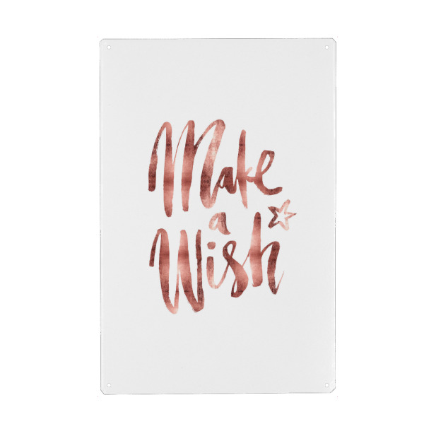 Metall Poster "Make A Wish Rose Gold" artboxONE - Typografie,Für Kinder,Liebe,Weihnachten