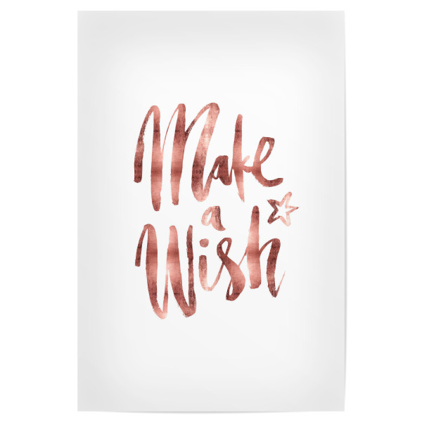 Poster 30x20 cm "Make A Wish Rose Gold" artboxONE - Typografie,Für Kinder,Liebe,Weihnachten
